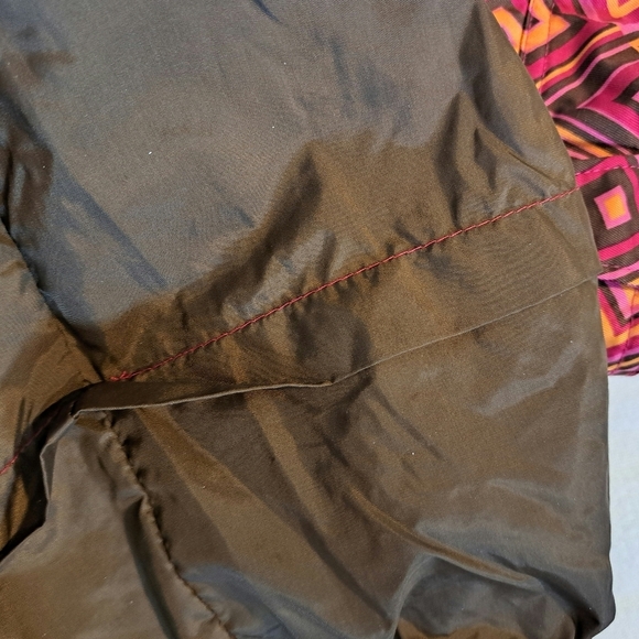 Obermeyer girls size 12 snow pants, diamond pattern orange, red & brown - Picture 8 of 11